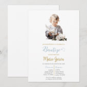 Invitación de bautismo con paloma blanca kaart (Voorkant / Achterkant)