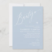 Invitación de bautismo de niño azul polvoriento kaart (Voorkant)