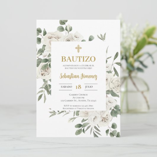 Invitación de bautismo en español kaart (Staand voorkant)