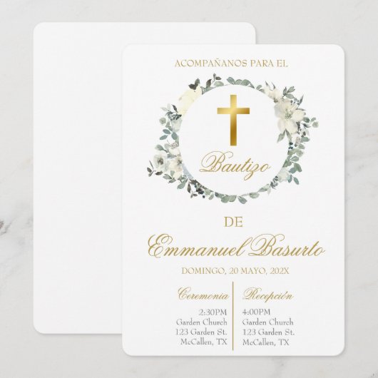 Invitación de bautismo kaart (Voorkant / Achterkant)