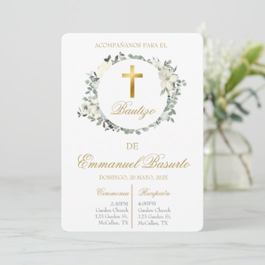 Invitación de bautismo kaart (Staand voorkant)