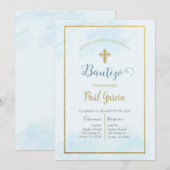 Invitación de bautismo kleur azul en español kaart (Voorkant / Achterkant)