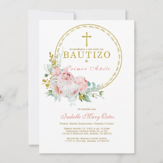 Invitación de bautismo para el primer cumpleaños kaart (Voorkant)