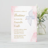 Invitación de bautismo para niña con paloma blanca kaart (Staand voorkant)