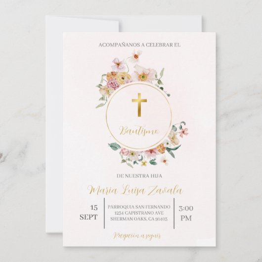 Invitación de bautismo para niña kaart (Voorkant)