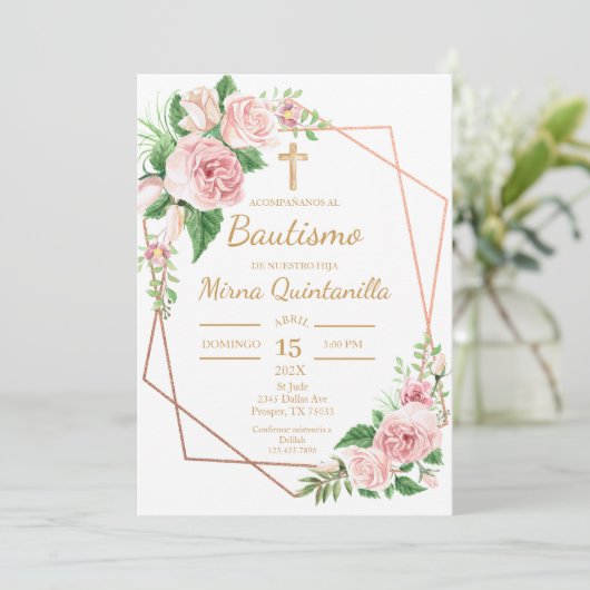 Invitación de bautismo para niña uitnodiging (Staand voorkant)