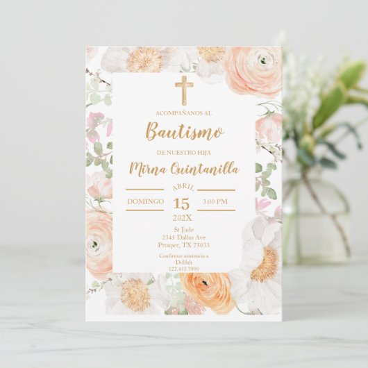 Invitación de bautismo para niña uitnodiging (Staand voorkant)