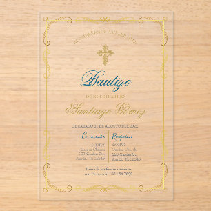Invitación de bautismo para niño acryl uitnodigingen
