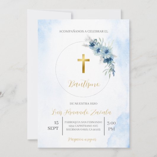 Invitación de bautismo para niño kaart (Voorkant)