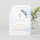 Invitación de bautismo para niño kaart (Staand voorkant)