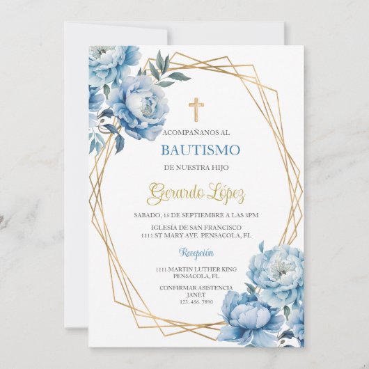 Invitación de bautismo para niño kaart (Voorkant)