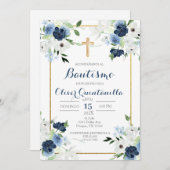 Invitación de bautismo para niño kaart (Voorkant / Achterkant)