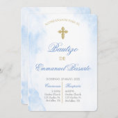 Invitación de bautismo para niño kaart (Voorkant / Achterkant)