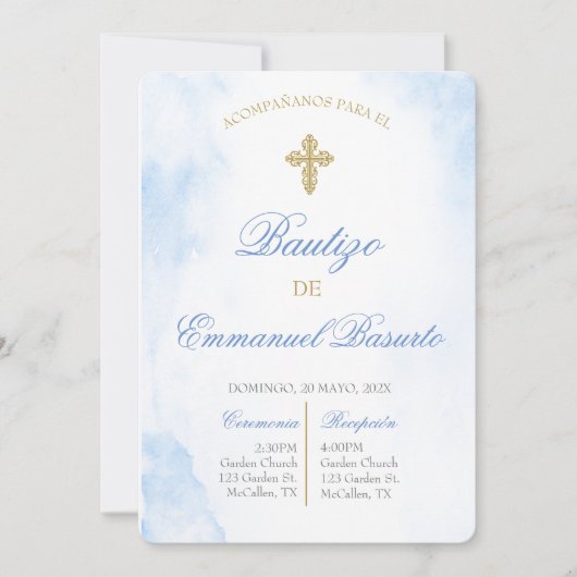 Invitación de bautismo para niño kaart (Voorkant)