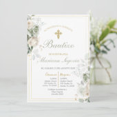 Invitación de bautismo sage en español kaart (Staand voorkant)