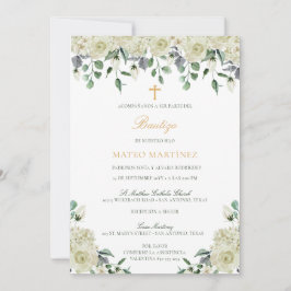 Invitación de Bautizo con Flores Baptism Kaart