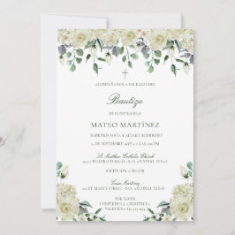 Invitación de Bautizo con Flores Baptism Kaart