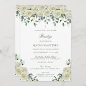 Invitación de Bautizo con Flores Baptism Kaart (Voorkant / Achterkant)