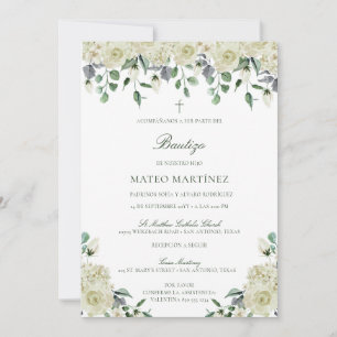 Invitación de Bautizo con Flores Baptism Kaart