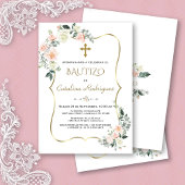 Invitacion De Bautizo Con Flores Gold Baptisme Kaart