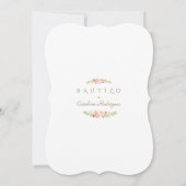 Invitacion De Bautizo Con Flores Gold Girl Baptism Kaart (Achterkant)