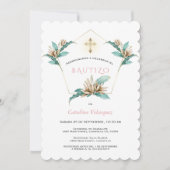 Invitacion De Bautizo Con Flores Gold ivory Lily Kaart (Voorkant)
