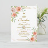 Invitación de Bautizo con Rosas de Jardín Kaart (Staand voorkant)