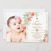 Invitación de Bautizo con Rosas de Jardín Kaart (Voorkant)