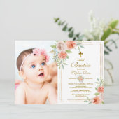 Invitación de Bautizo con Rosas de Jardín Kaart (Staand voorkant)