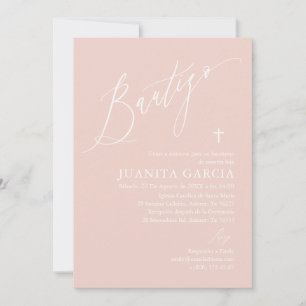 Invitación de bautizo de niña rosa polvorienta kaart