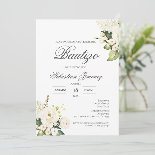 Invitación de bautizo en español kaart (Staand voorkant)