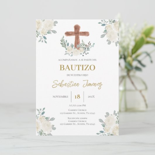 Invitación de bautizo en español kaart (Staand voorkant)