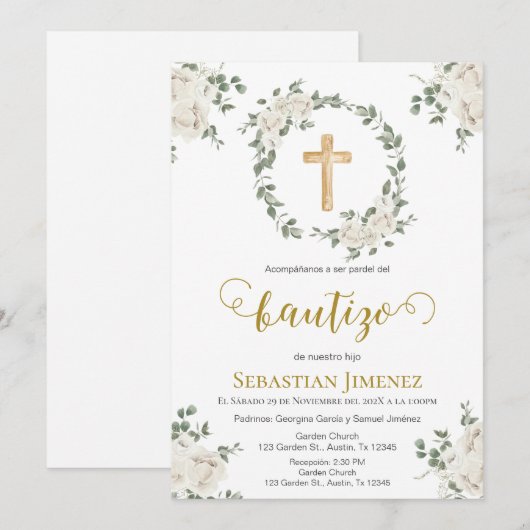 Invitación de bautizo en español kaart (Voorkant / Achterkant)