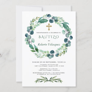 Invitacion de Bautizo Eucalyptus Spain Invite Kaart
