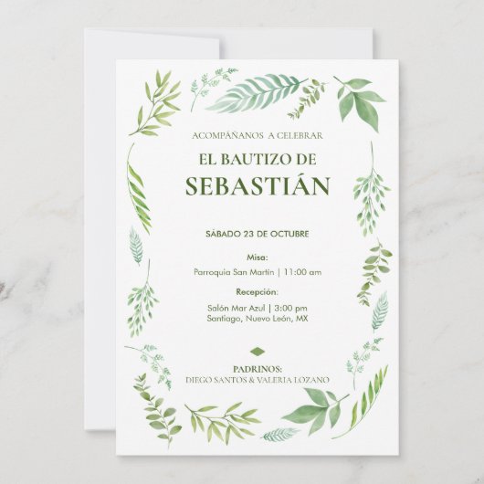 Invitación de bautizo-neutraal kaart (Voorkant)