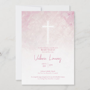 Invitación de Bautizo Niña Rosa Spaanse Uitnodigin Kaart