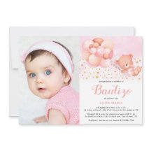 Invitación de Bautizo para Niña con Foto Baptism