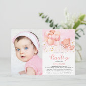 Invitación de Bautizo para Niña con Foto Baptism Kaart (Staand voorkant)