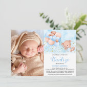 Invitación de Bautizo para Niño con Foto Baptism Kaart (Staand voorkant)