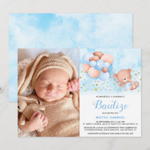 Invitación de Bautizo para Niño con Foto Baptism Kaart