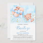 Invitación de Bautizo para Niño con Oso Baptism Kaart (Voorkant)