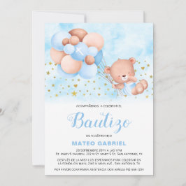 Invitación de Bautizo para Niño con Oso Baptism Kaart