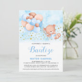 Invitación de Bautizo para Niño con Oso Baptism Kaart (Staand voorkant)