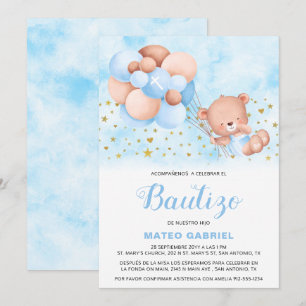 Invitación de Bautizo para Niño con Oso Baptism Kaart
