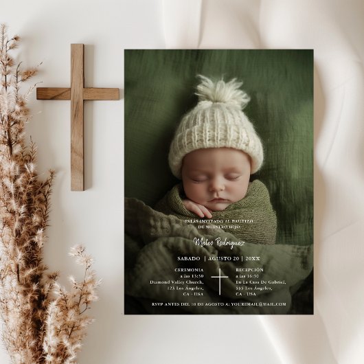 invitación de bautizo para niño foto kaart