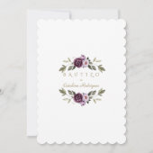 Invitacion De Bautizo Purple Flowers Gold Girl Kaart (Achterkant)