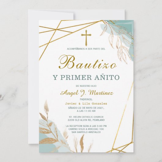 Invitación de Bautizo Y Primer Añito Kaart (Voorkant)