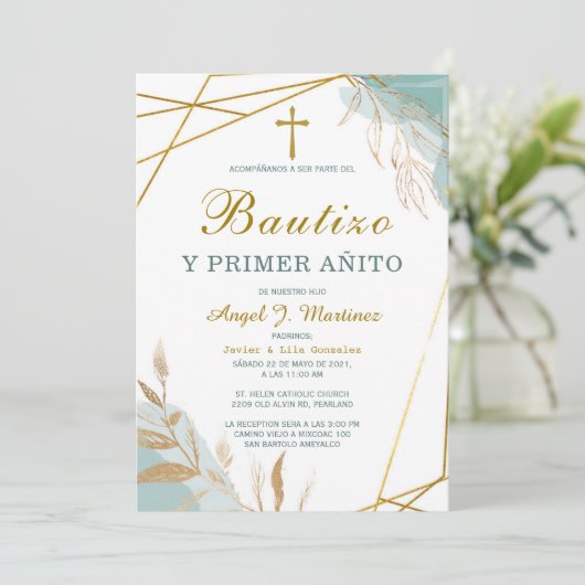 Invitación de Bautizo Y Primer Añito Kaart (Staand voorkant)