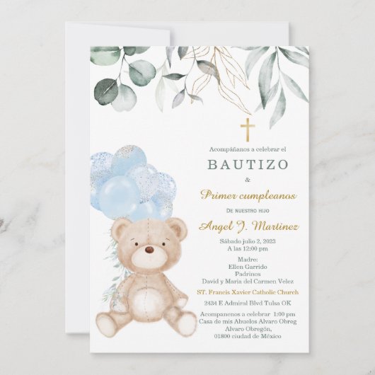 Invitación de Bautizo Y Primer Añito Kaart