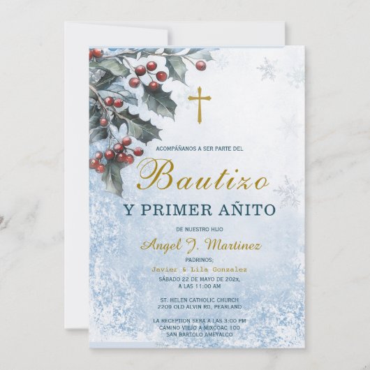 Invitación de Bautizo Y Primer Añito Kaart (Voorkant)